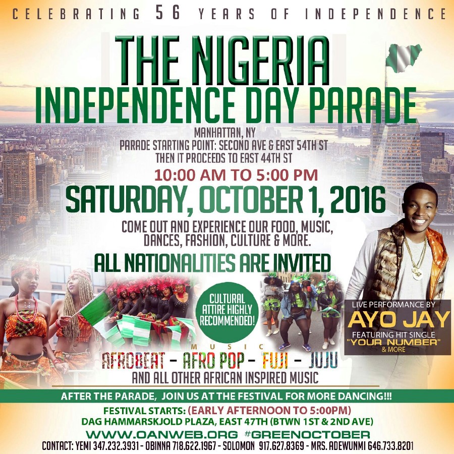 Nigeria Independence Day Parade in New York Holds Oct. 1, 2016 as Nigeria Clocks 56